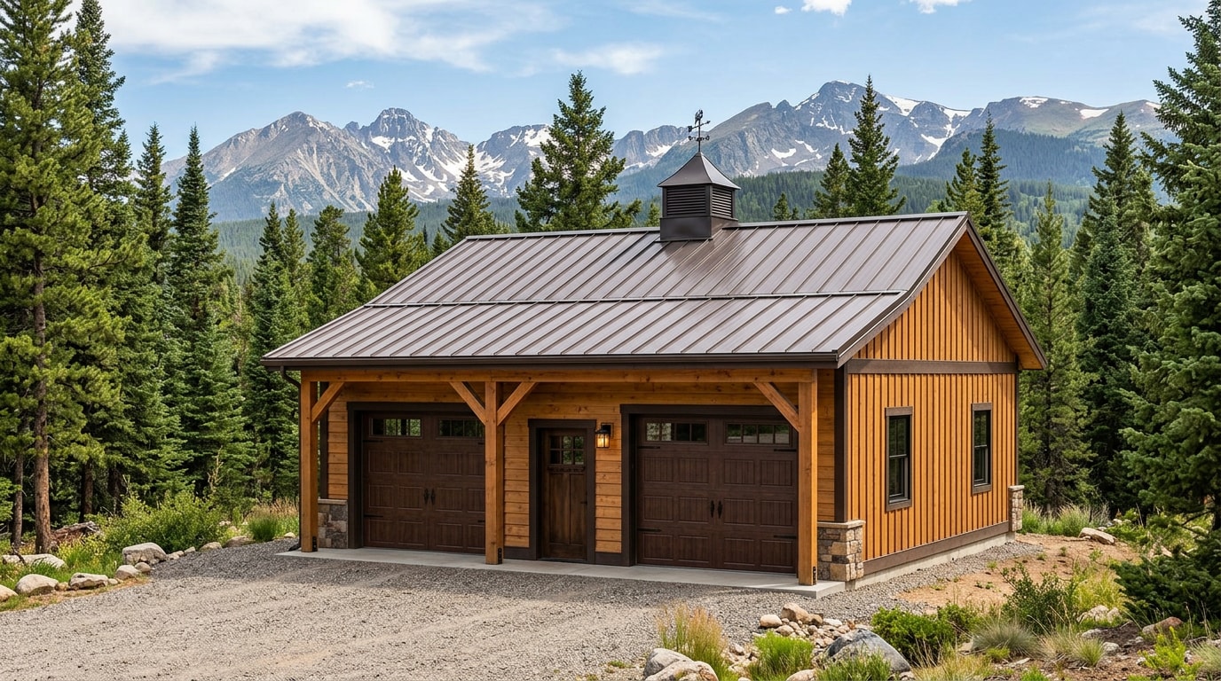 Custom post-frame garage building in Bayfield, Colorado