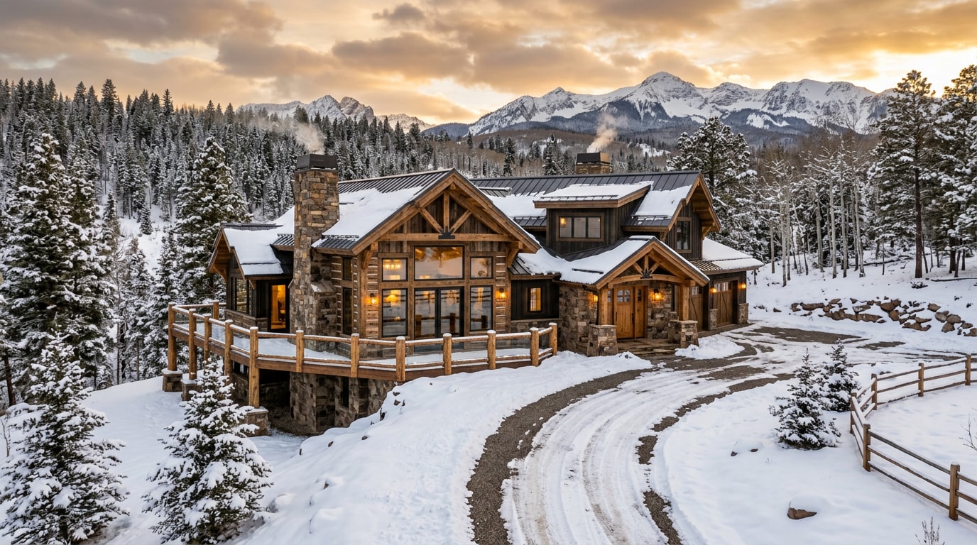 Finished custom built mountain home exterior in South Fork, Colorado Finished custom built mountain home exterior in South Fork, Colorado