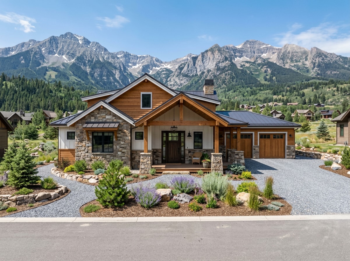 Finished spec home exterior with landscaped yard ready for new owners