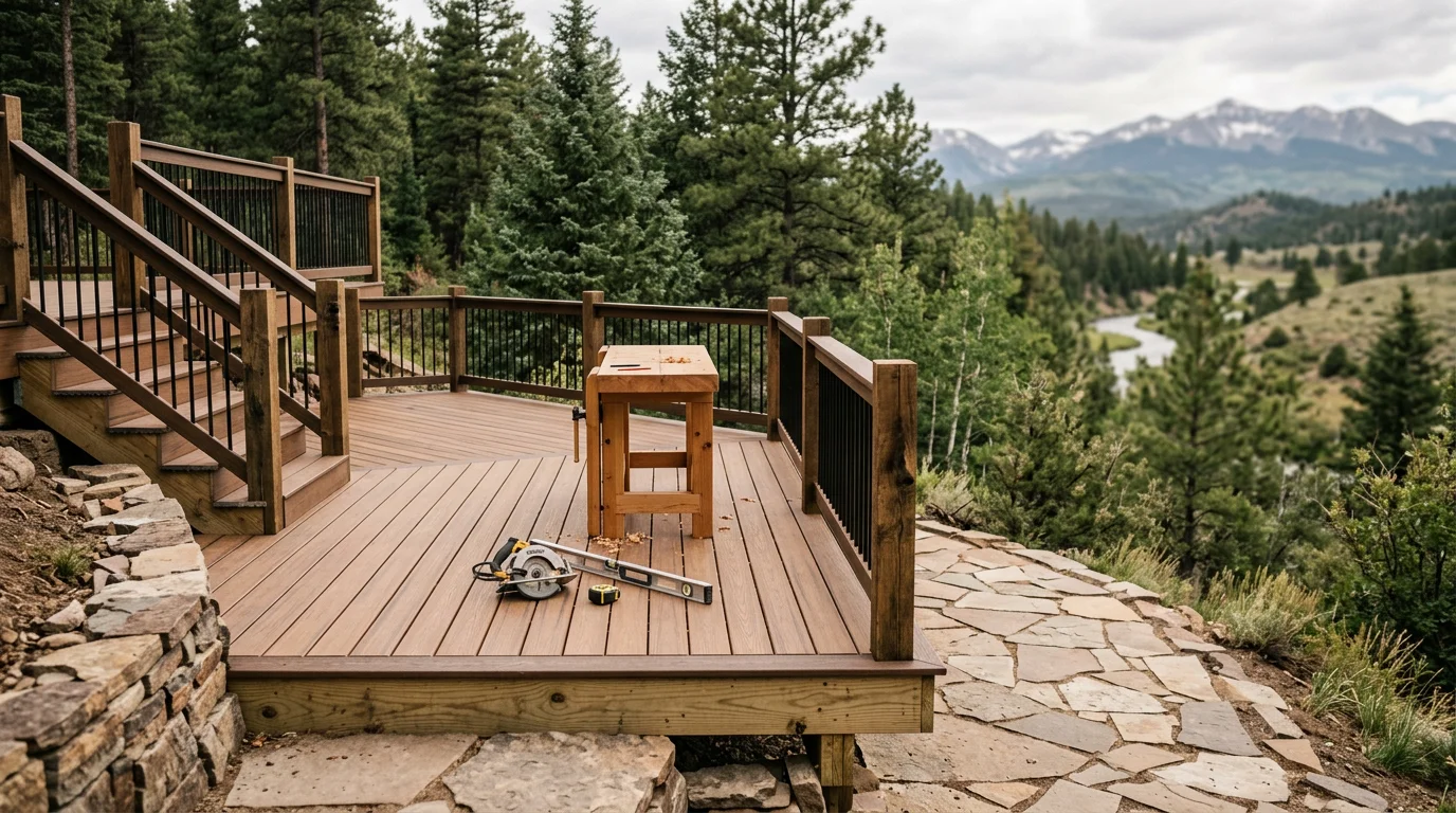 Custom wood deck with mountain views in Pagosa Springs